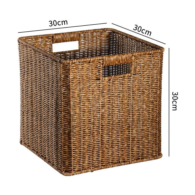 Echome Storage Box Large Bedroom Clothes Storage Box with Lid Imitation Rattan Woven with Lid Storage Basket In-Wardrobe Basket - Lily Depot