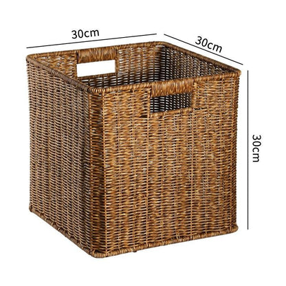 Echome Storage Box Large Bedroom Clothes Storage Box with Lid Imitation Rattan Woven with Lid Storage Basket In-Wardrobe Basket - Lily Depot