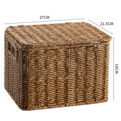 Echome Storage Box Large Bedroom Clothes Storage Box with Lid Imitation Rattan Woven with Lid Storage Basket In-Wardrobe Basket - Lily Depot