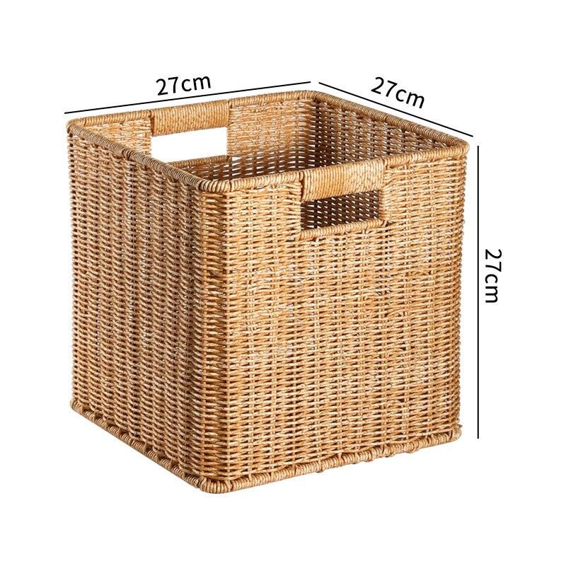 Echome Storage Box Large Bedroom Clothes Storage Box with Lid Imitation Rattan Woven with Lid Storage Basket In-Wardrobe Basket - Lily Depot
