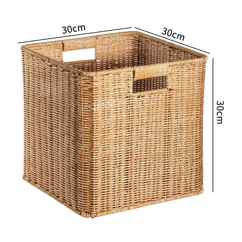 Echome Storage Box Large Bedroom Clothes Storage Box with Lid Imitation Rattan Woven with Lid Storage Basket In-Wardrobe Basket - Lily Depot