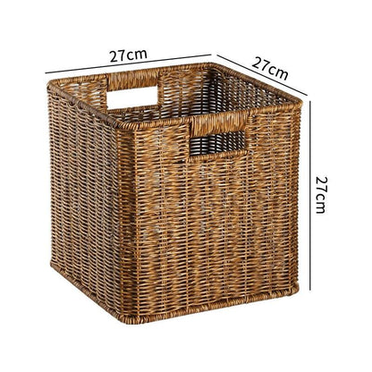 Echome Storage Box Large Bedroom Clothes Storage Box with Lid Imitation Rattan Woven with Lid Storage Basket In-Wardrobe Basket - Lily Depot
