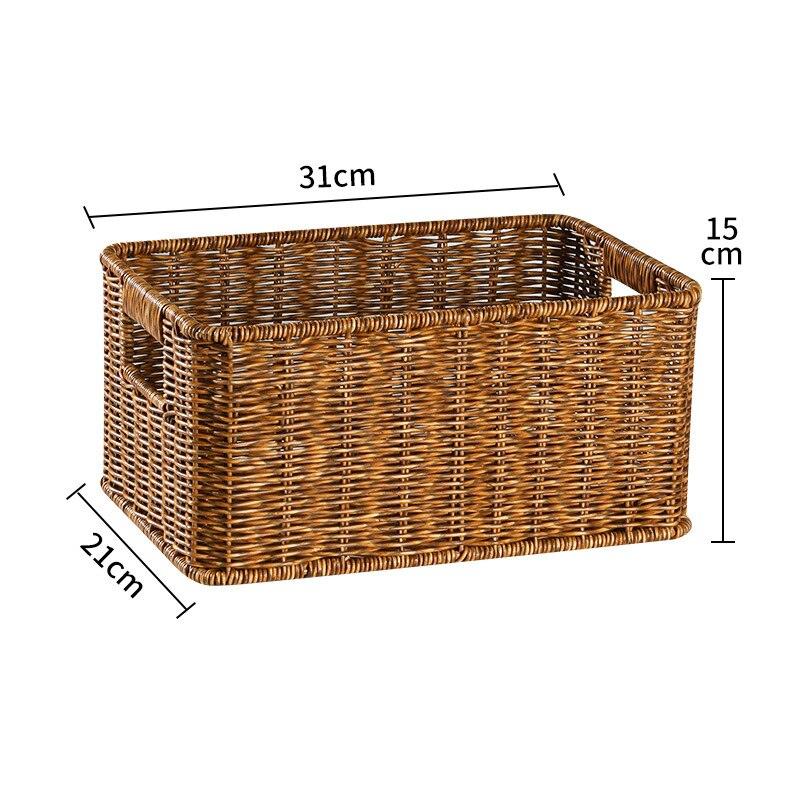 Echome Storage Box Large Bedroom Clothes Storage Box with Lid Imitation Rattan Woven with Lid Storage Basket In-Wardrobe Basket - Lily Depot