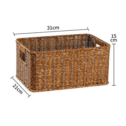 Echome Storage Box Large Bedroom Clothes Storage Box with Lid Imitation Rattan Woven with Lid Storage Basket In-Wardrobe Basket - Lily Depot