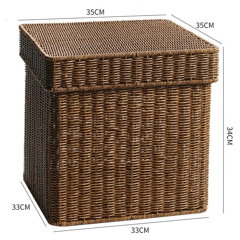 Echome Storage Box Large Bedroom Clothes Storage Box with Lid Imitation Rattan Woven with Lid Storage Basket In-Wardrobe Basket - Lily Depot