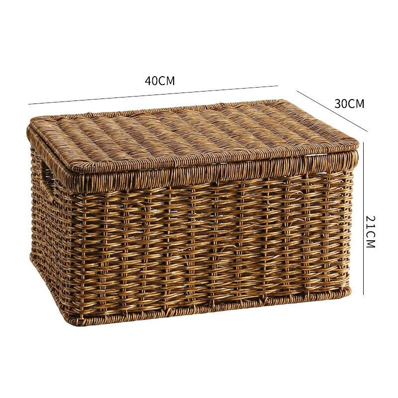 Echome Storage Box Large Bedroom Clothes Storage Box with Lid Imitation Rattan Woven with Lid Storage Basket In-Wardrobe Basket - Lily Depot