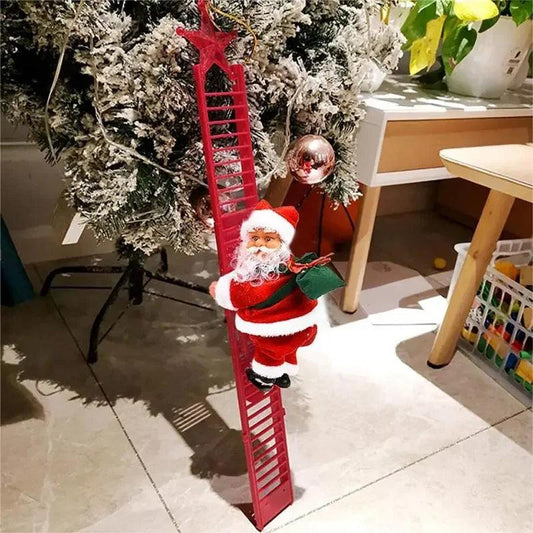 Electric Climbing Ladder Music Santa Claus Christmas Ornament Decoration Home Christmas Tree Hanging Decor 2024 New Year Gift - Lily Depot