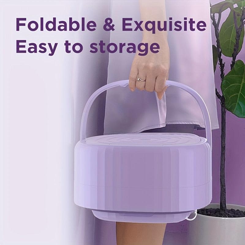 Foldable Mini Laundry Machine Portable 9L Clothes Washing Bucke Household 3 Modes Effective Sterilizing Washer With Drain Basket - Lily Depot
