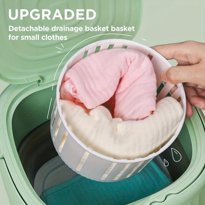 Foldable Mini Laundry Machine Portable 9L Clothes Washing Bucke Household 3 Modes Effective Sterilizing Washer With Drain Basket - Lily Depot