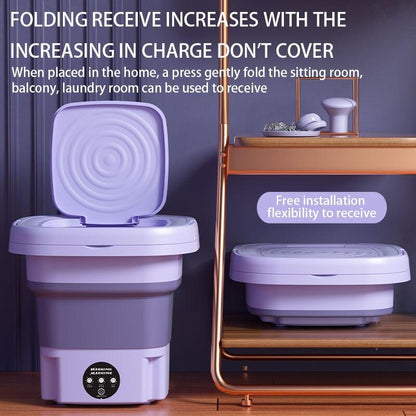 Foldable Mini Washing Machine 8L Socks Underwear Panties Retractable Home Portable Washing Machine 3 Models With Spinning Dry - Lily Depot