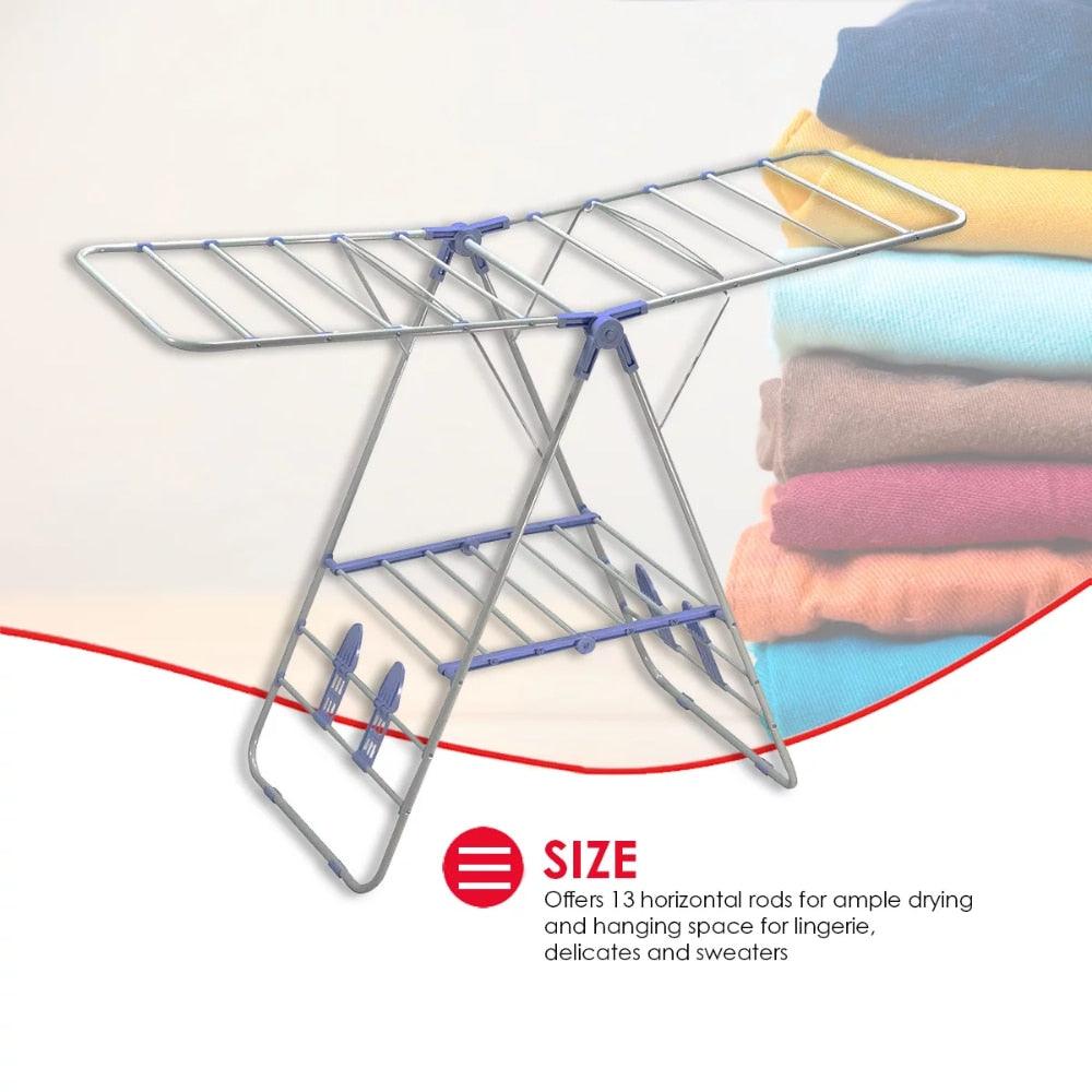 Folding and Collapsible Indoor and Outdoors Clothes Drying Rack, Silver - Lily Depot