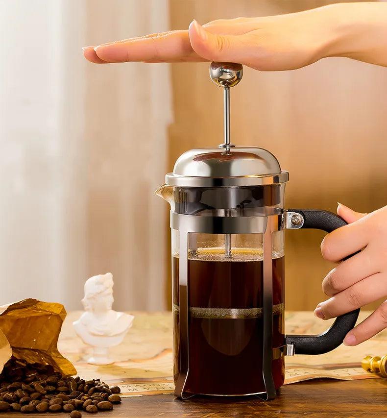 French pressure pot coffee hand brewing pot set home brewing coffee filter appliance milk frother tea maker coffee filter cup - Lily Depot