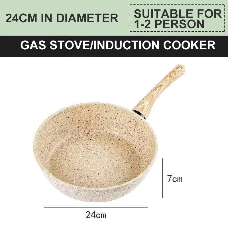 Frying Pan Home Wok Induction Cooker Pan Gas Stove Smoke-Free Fried Egg Steak Pan Cooking Pot Non Stick Pan with Lid Crepe Maker - Lily Depot