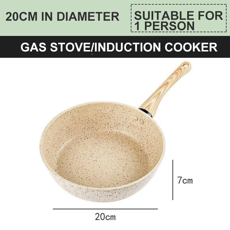 Frying Pan Home Wok Induction Cooker Pan Gas Stove Smoke-Free Fried Egg Steak Pan Cooking Pot Non Stick Pan with Lid Crepe Maker - Lily Depot