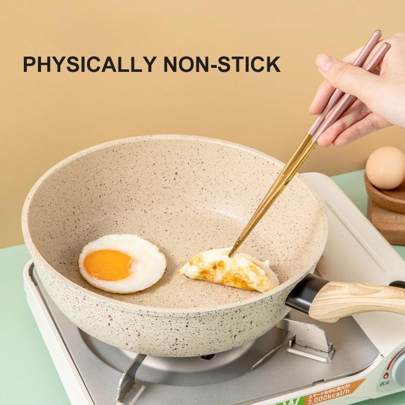 Frying Pan Home Wok Induction Cooker Pan Gas Stove Smoke-Free Fried Egg Steak Pan Cooking Pot Non Stick Pan with Lid Crepe Maker - Lily Depot