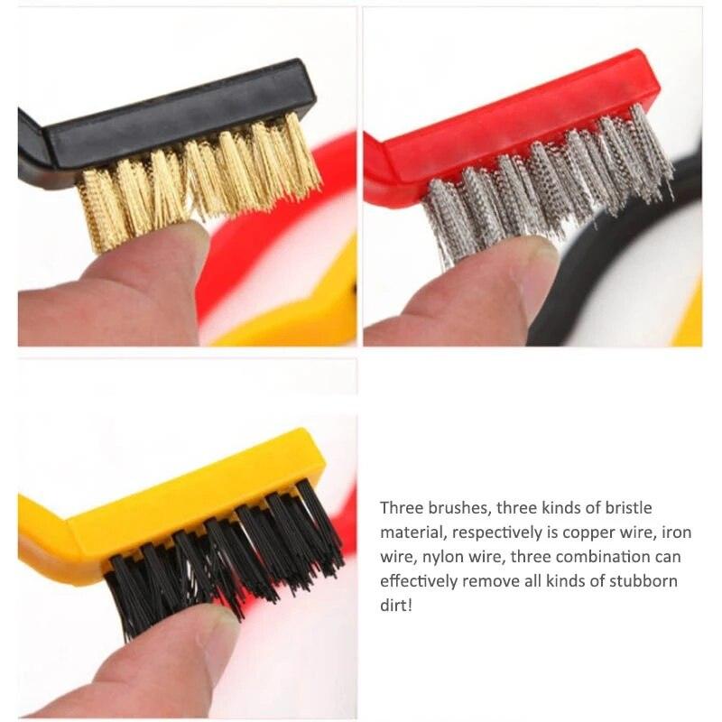 Gas Stove Cleaning Wire Brush Fiber Brush Brass Cleaning Brush Polishing Rust Remover Metal Wire Cleaning Tool Family 3pcs Set - Lily Depot
