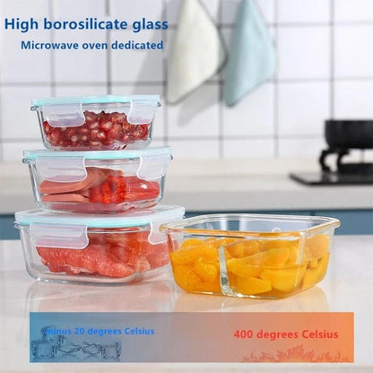 Glass Fresh-Keeping Box high Borosilicate Heat-Resistant Microwave Oven bento Fridge Special Sealed Bowl Food Storage Containers - Lily Depot