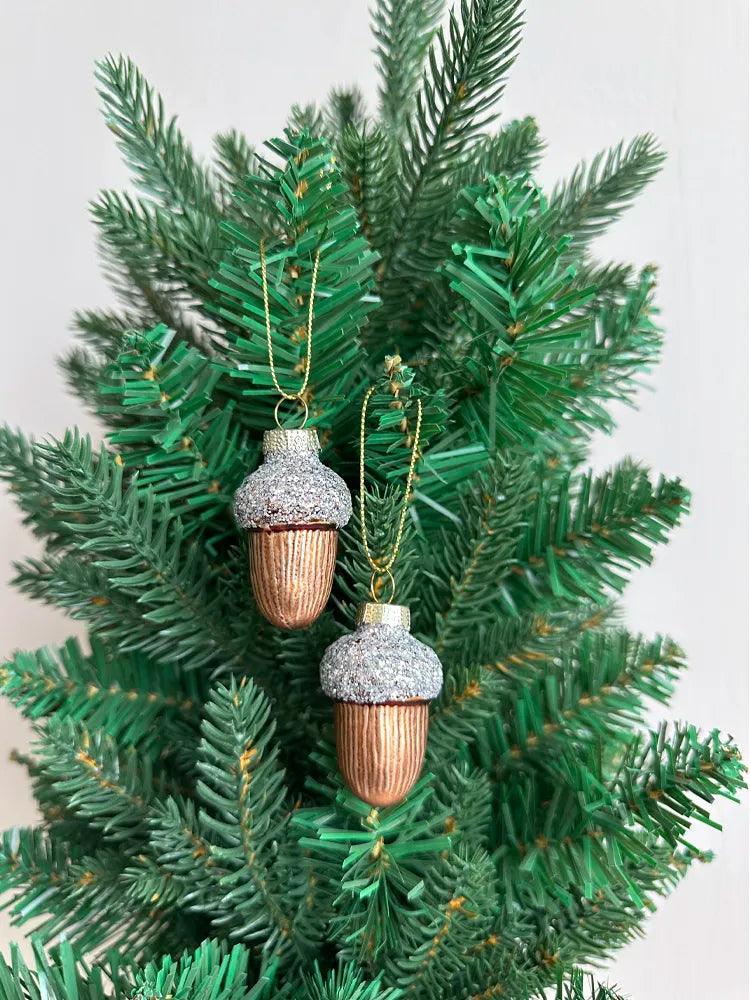 Glass Pine Cones Acorns Christmas Tree Ornaments Glass Small Christmas Tree Toys Set Pine Cones New Year Decoration Navidad2024 - Lily Depot