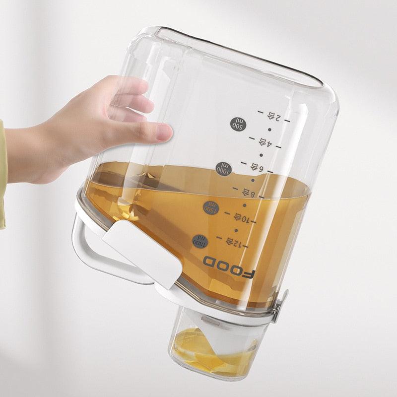 Grain Storage Box Cereals Container with Scale Handle Food Bean Sealed Jar Kitchen Large Capacity Grain Dispenser Oatmeal Bottle - Lily Depot