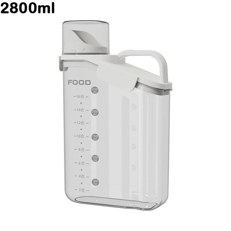 Grain Storage Box Cereals Container with Scale Handle Food Bean Sealed Jar Kitchen Large Capacity Grain Dispenser Oatmeal Bottle - Lily Depot