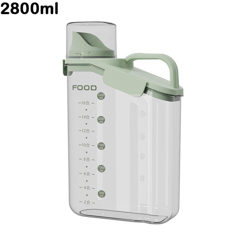 Grain Storage Box Cereals Container with Scale Handle Food Bean Sealed Jar Kitchen Large Capacity Grain Dispenser Oatmeal Bottle - Lily Depot