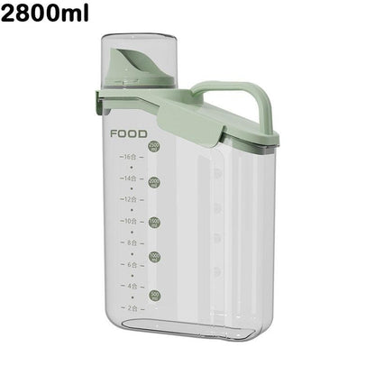 Grain Storage Box Cereals Container with Scale Handle Food Bean Sealed Jar Kitchen Large Capacity Grain Dispenser Oatmeal Bottle - Lily Depot