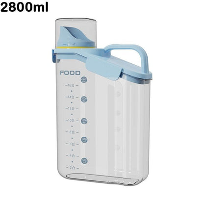 Grain Storage Box Cereals Container with Scale Handle Food Bean Sealed Jar Kitchen Large Capacity Grain Dispenser Oatmeal Bottle - Lily Depot