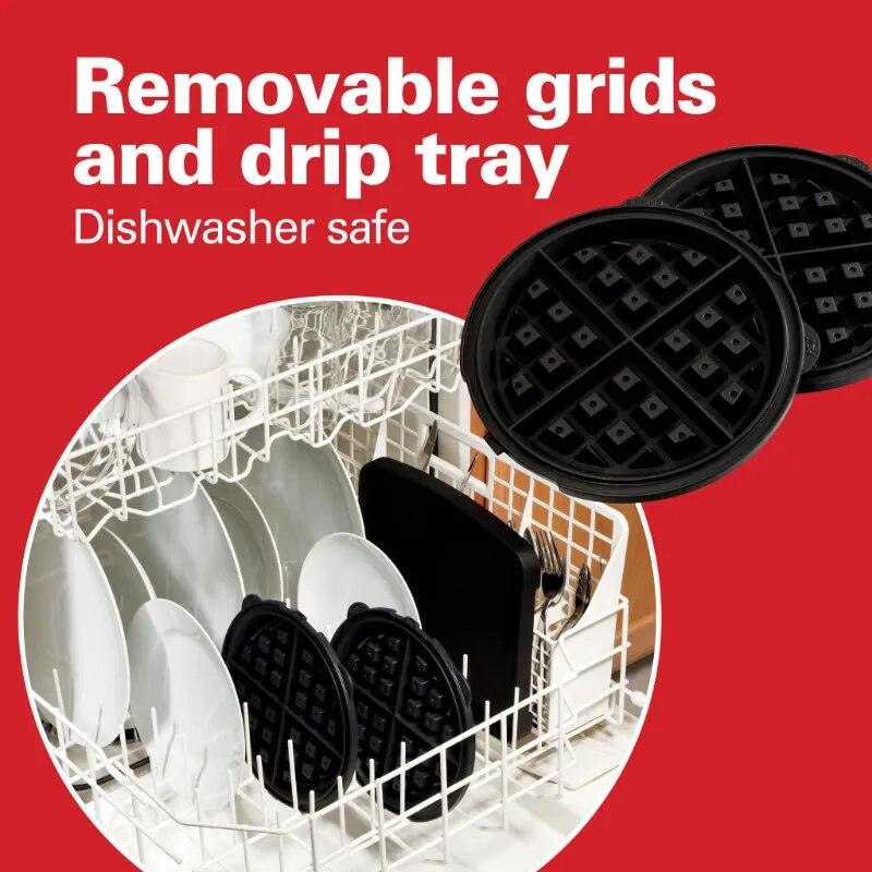 Hamilton Beach Flip Belgian Waffle Maker with Removable Plates, Black, 26030 - Lily Depot