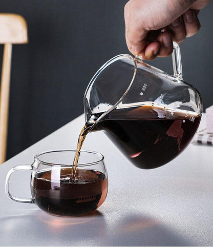 Hand-Made Coffee Pot Set 60° Glass Wooden 600ML/300ML Coffee Dripper and Pot Set for Coffee Filter Reusable Coffee Filters - Lily Depot