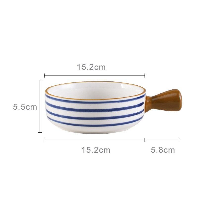 Japanese Ceramic Ramen Bowl With Handle Fruit Salad Dessert Snack Bowls Korean Kitchen Tableware Mixing Cereal Rice Bowl Sets - Lily Depot