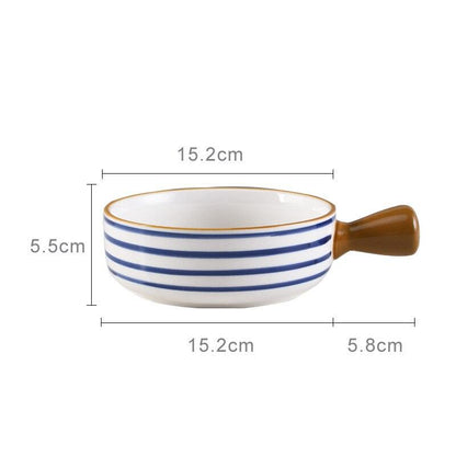 Japanese Ceramic Ramen Bowl With Handle Fruit Salad Dessert Snack Bowls Korean Kitchen Tableware Mixing Cereal Rice Bowl Sets - Lily Depot