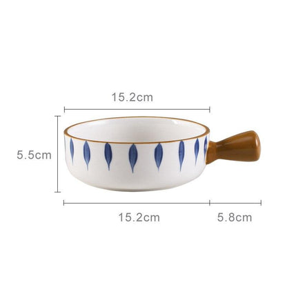 Japanese Ceramic Ramen Bowl With Handle Fruit Salad Dessert Snack Bowls Korean Kitchen Tableware Mixing Cereal Rice Bowl Sets - Lily Depot