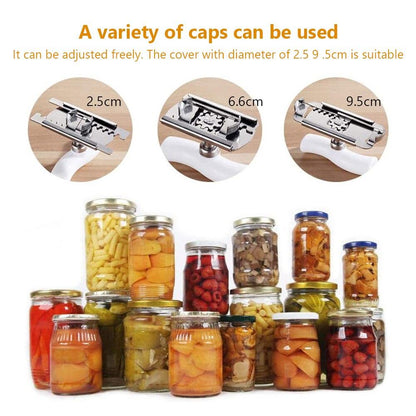 Can Opener Tools Cap Lid Easy Gadget Manual Can Jar Opener Adjustable Stainless Steel Lids off Bottle Twist 1-3.7 Inches Kitchen - Lily Depot