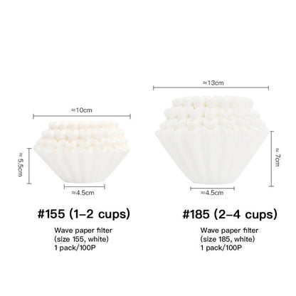 KALITA #155 #185 Wave Pour Over Coffee Paper Filter Drip Use With Wave Dripper 1-2 / 2-4 Cups Filter Coffee Paper 100 Sheets - Lily Depot