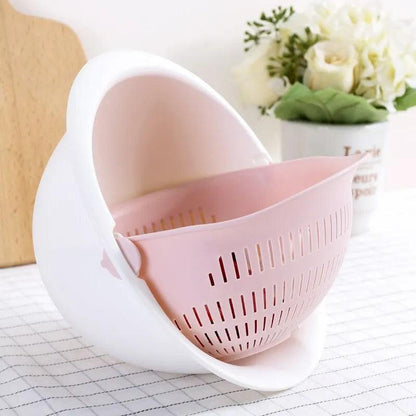 Kitchen Fruit Tray Removable Double Layer Fruit And Vegetable Basin Draining Basket Creative Household Rotating Washing Basket - Lily Depot