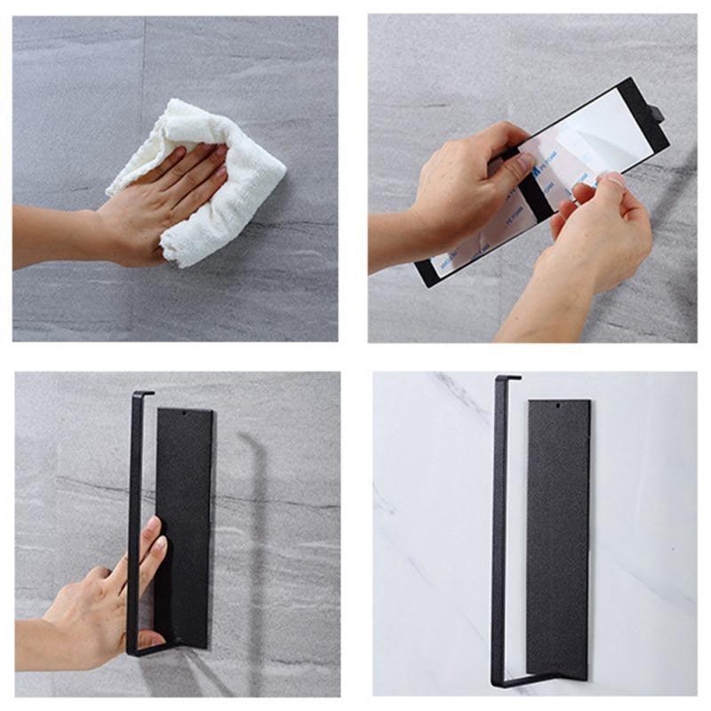 Kitchen Self-Adhesive Roll Rack Paper Towel Holder Tissue Hanger Rack Nail-Free Cabinet Shelf Sundries Accessories - Lily Depot
