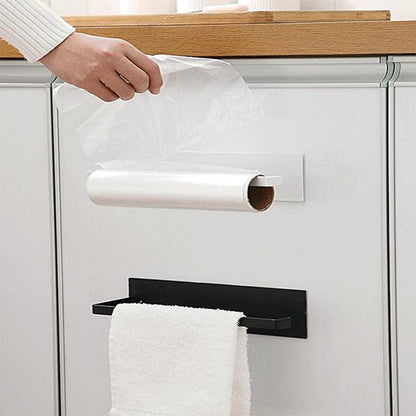 Kitchen Self-Adhesive Roll Rack Paper Towel Holder Tissue Hanger Rack Nail-Free Cabinet Shelf Sundries Accessories - Lily Depot