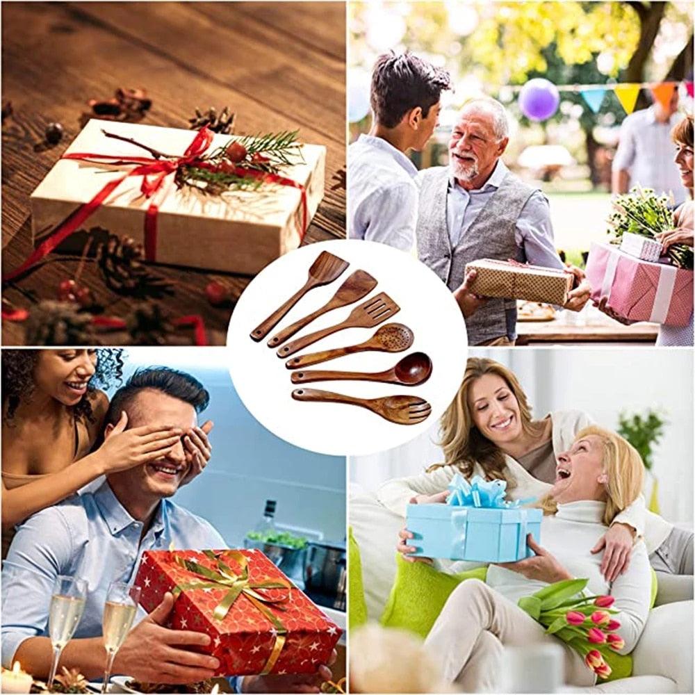 Kitchen Sets Wooden Kitchen Utensils Cooking Wooden Spoons Wooden Spoons Soup Utensils Kitchen Cooking Sets Cooking Gifts - Lily Depot