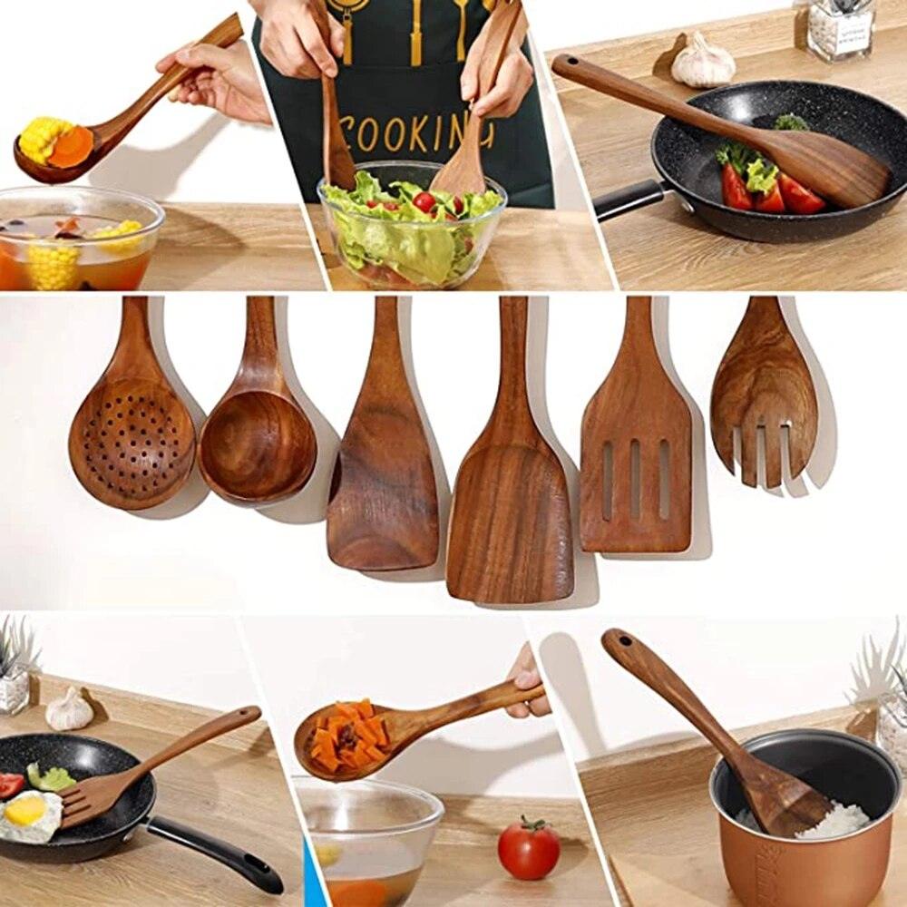 Kitchen Sets Wooden Kitchen Utensils Cooking Wooden Spoons Wooden Spoons Soup Utensils Kitchen Cooking Sets Cooking Gifts - Lily Depot