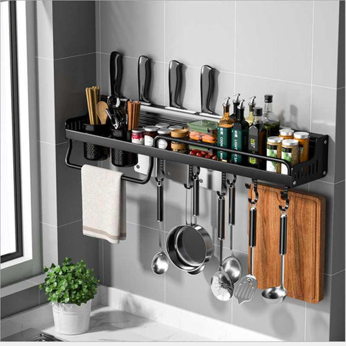 Kitchen Spice Rack Multifunctional Storage Rack Knife Spoon Spice Organizer Aluminum Wallmounted Kitchen Shelf Kitchen Organizer - Lily Depot