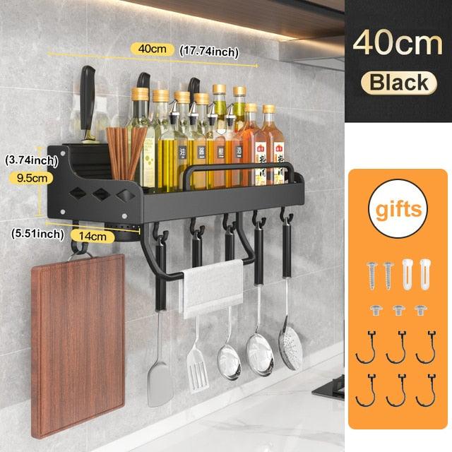 Kitchen Spice Rack Multifunctional Storage Rack Knife Spoon Spice Organizer Aluminum Wallmounted Kitchen Shelf Kitchen Organizer - Lily Depot