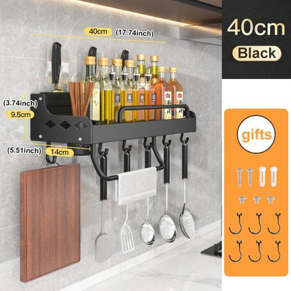 Kitchen Spice Rack Multifunctional Storage Rack Knife Spoon Spice Organizer Aluminum Wallmounted Kitchen Shelf Kitchen Organizer - Lily Depot