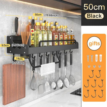 Kitchen Spice Rack Multifunctional Storage Rack Knife Spoon Spice Organizer Aluminum Wallmounted Kitchen Shelf Kitchen Organizer - Lily Depot