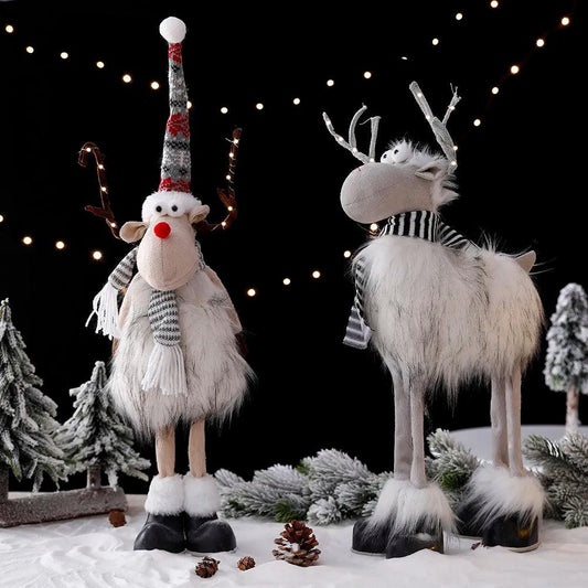 Large Santa Claus Elk Standing Doll with Lights Christmas Ornament For Home Merry Christmas Decorations Navidad Gifts New Year - Lily Depot