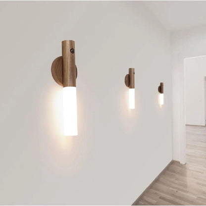 LED USB Night Light Wood Wireless Magnetic Stair Light Corridor Light Wall Lamp Light Home Bedroom Table Lamp Bedside Lighting - Lily Depot