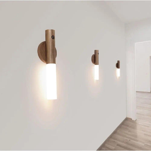 LED USB Night Light Wood Wireless Magnetic Stair Light Corridor Light Wall Lamp Light Home Bedroom Table Lamp Bedside Lighting - Lily Depot
