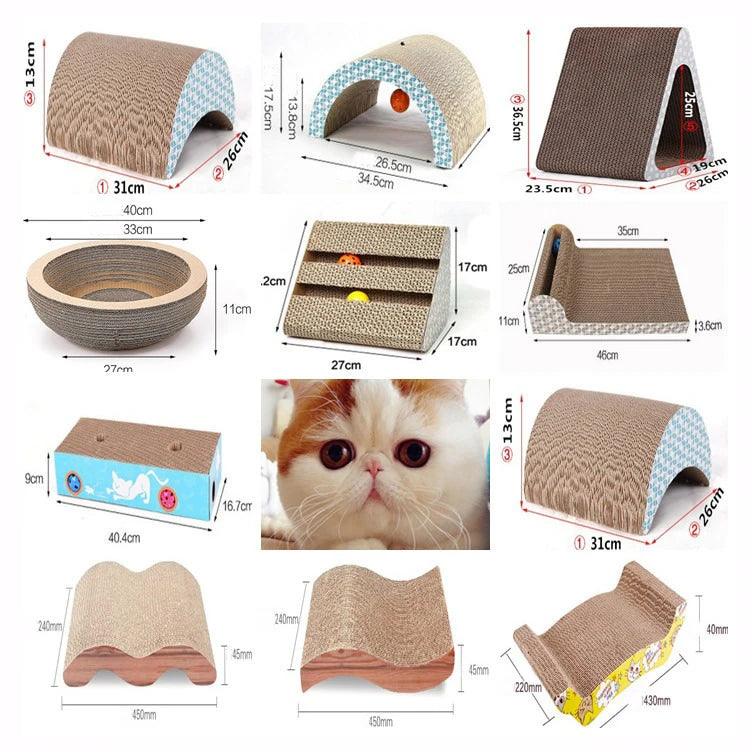 Cat Scratching Board With Catnip Claw Grinding Plate Corrugated Paper Cat Scratching Board Triangle with Ball - Lily Depot