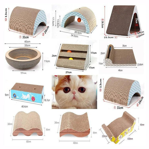 Cat Scratching Board With Catnip Claw Grinding Plate Corrugated Paper Cat Scratching Board Triangle with Ball - Lily Depot