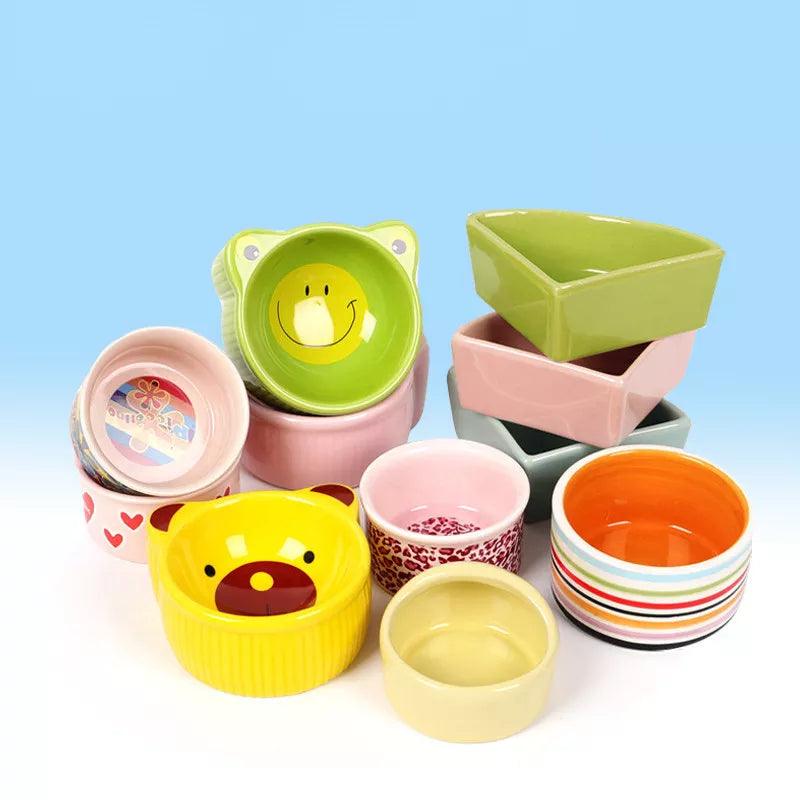 Hamster Ceramic Feeding Bowl Feeding Basin Guinea Pig Chinchilla Hedgehog Small Pet Round Bowl Food Water Feeder - Lily Depot