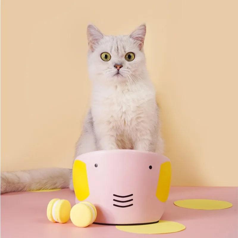 Pet Ceramic Cat Bowl to Protect the Cervical Spine Oblique Mouth to Prevent Overturning Food Rice Bowl Elephant Ceramic Dog Bowl - Lily Depot